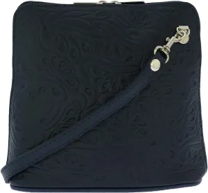 Italian Embossed Genuine Leather Crossbody Shoulder Bag Clutch Handbag For Women
