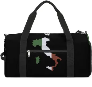 Italy Map Flag Gym Bag for Men Women Travel Duffle Bags with Shoes Compartment Swim Dance Yoga