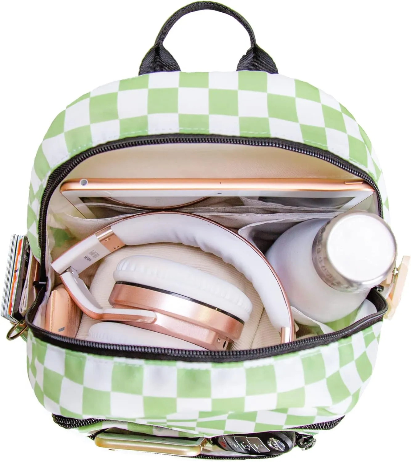 Jadyn Mini Backpack for Women, Small Backpack Purse for Women, Mini Travel Bag, 8.5 Liter Daypack, Millie Backpack with Cute Designs (Checkered Green)