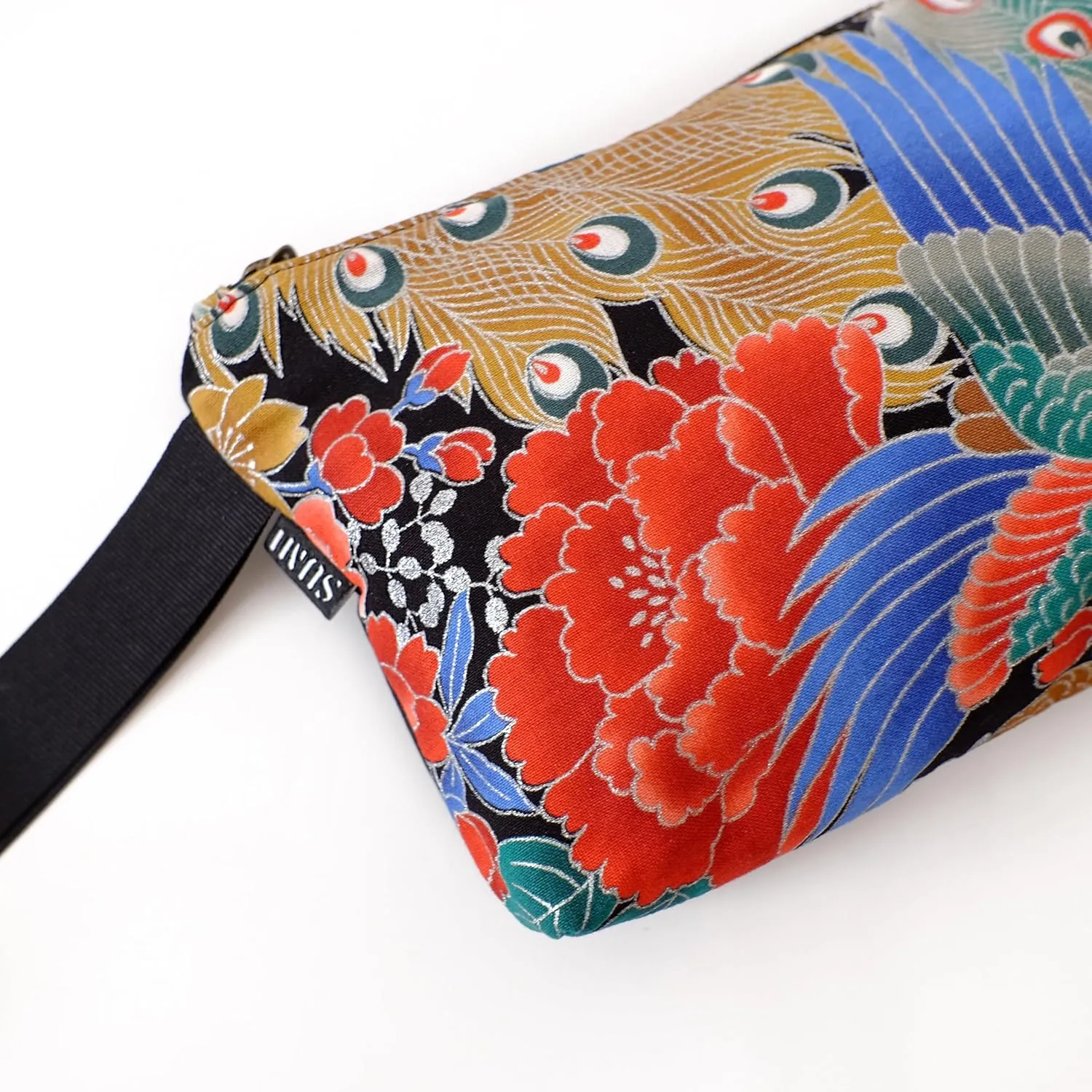 Japanese Style Handbag, Versatile Women's Wristlet Bag, 9.5 x 6.7 in. Zipper, Traditional Japanese Print