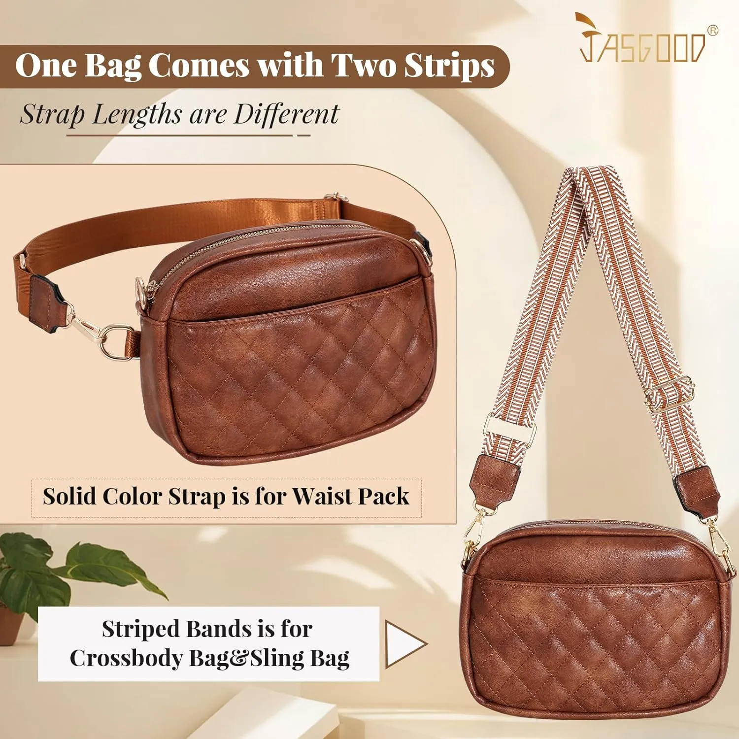 JASGOOD Crossbody Bags for Women, Leather Shoulder Purse and Handbags with Adjustable Strap