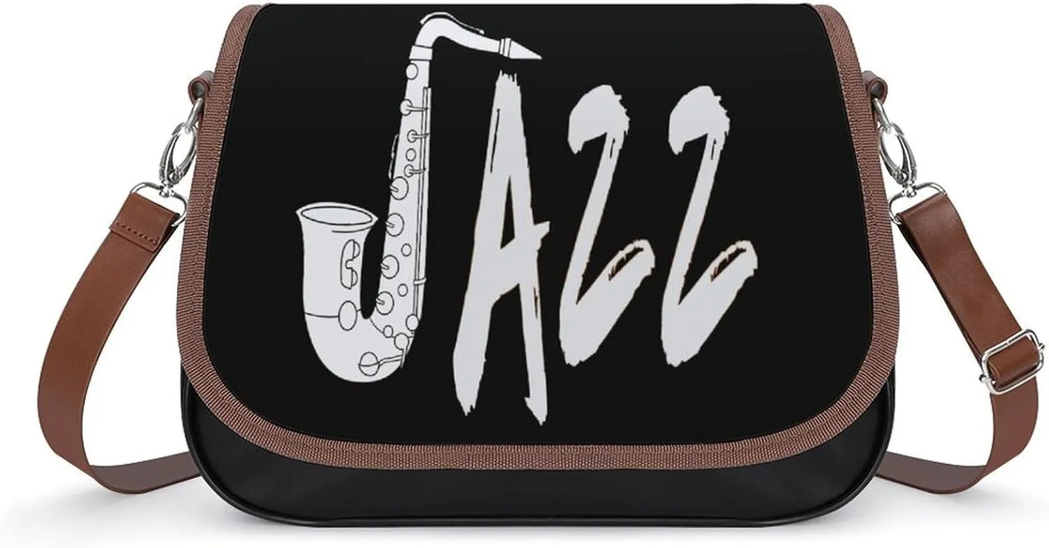 Jazz Saxophone Crossbody Bags for Women Shoulder Bag Flap Handbags Leather Cross Body Purse