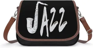 Jazz Saxophone Crossbody Bags for Women Shoulder Bag Flap Handbags Leather Cross Body Purse