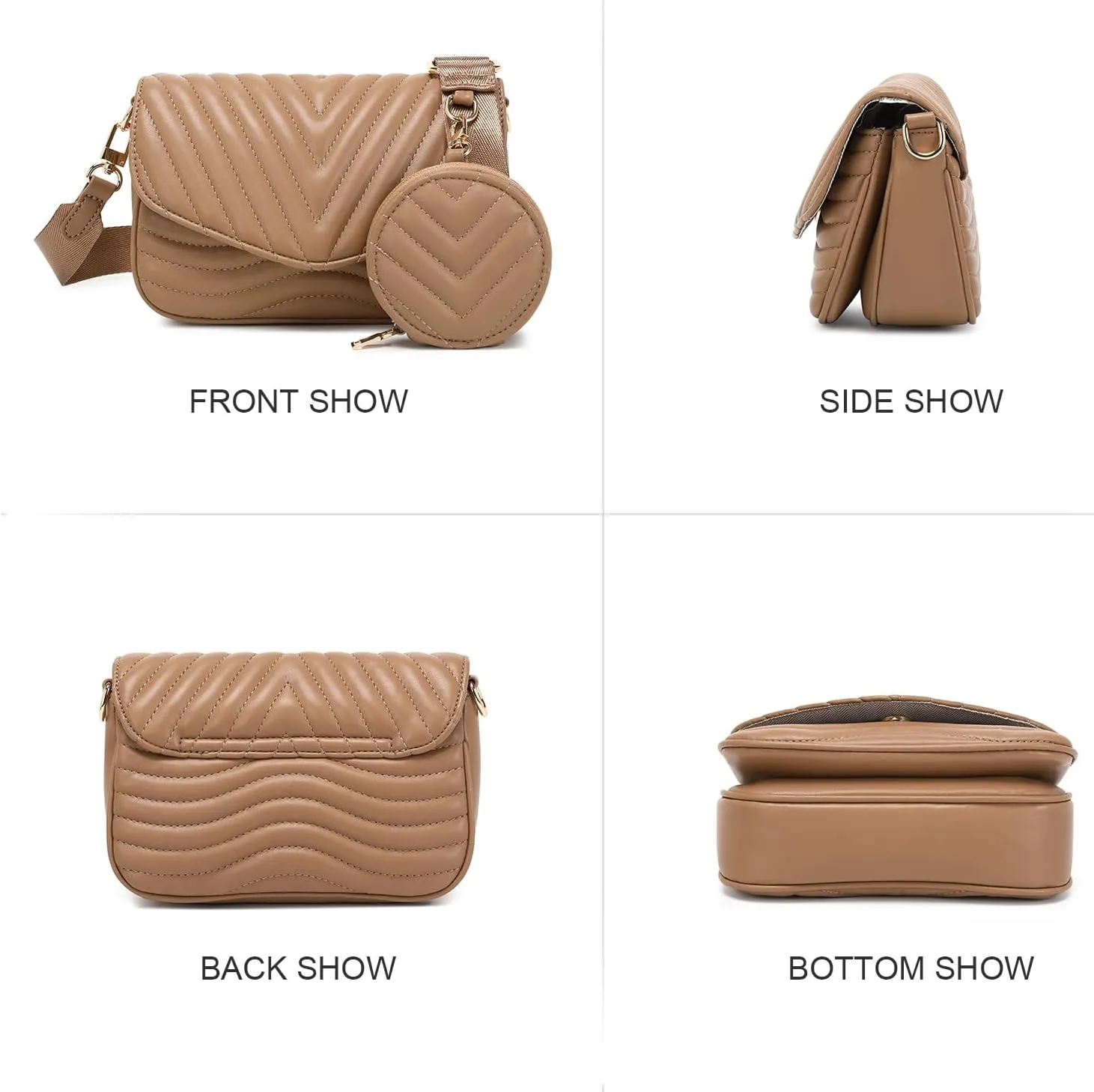 JEEHAN Quilted Crossbody Bags for women Designer Shoulder Handbags Small Purse