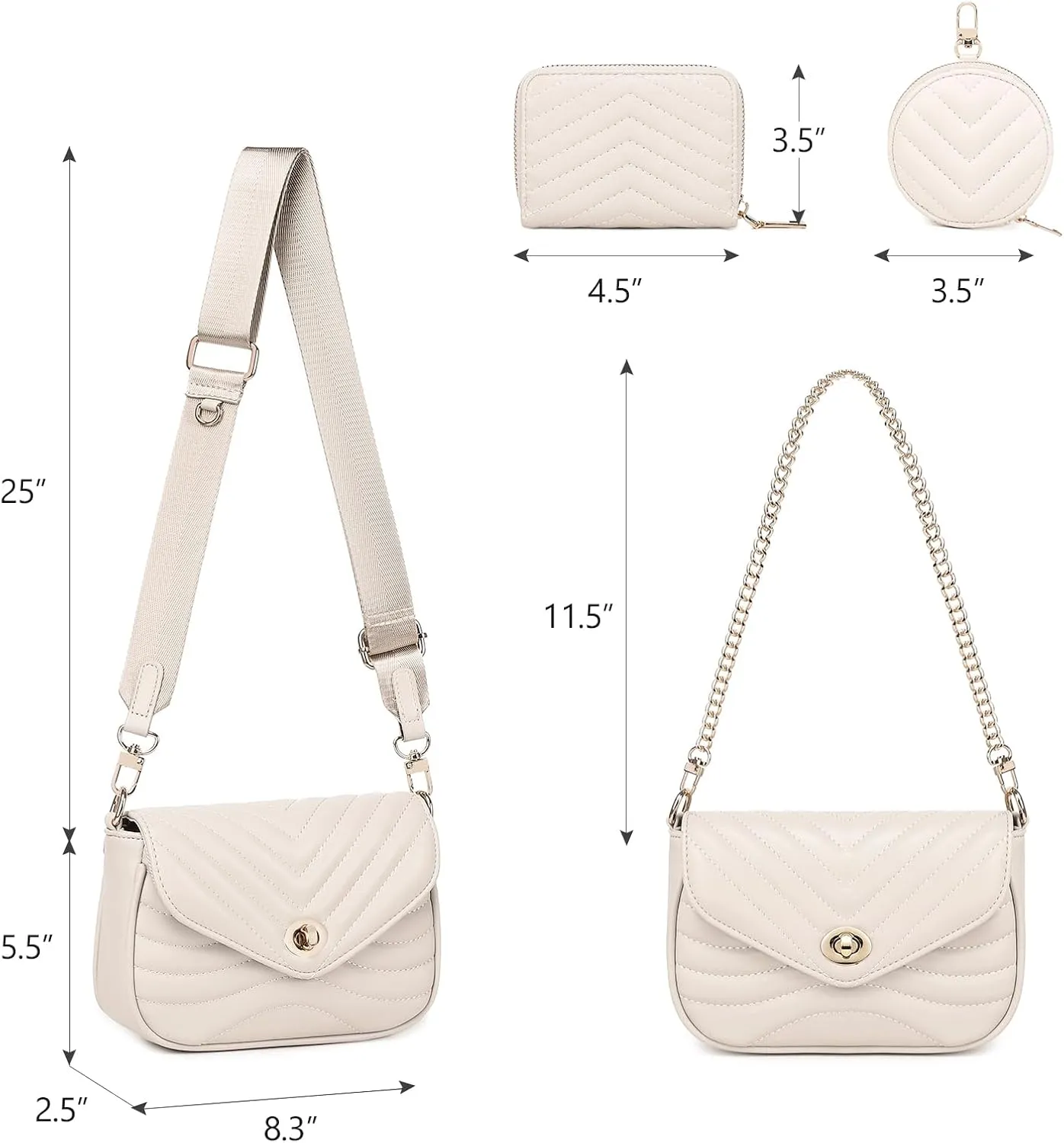 JEEHAN Quilted Crossbody Bags for women Designer Shoulder Handbags Small Purse