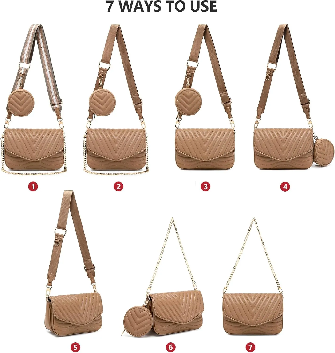JEEHAN Quilted Crossbody Bags for women Designer Shoulder Handbags Small Purse