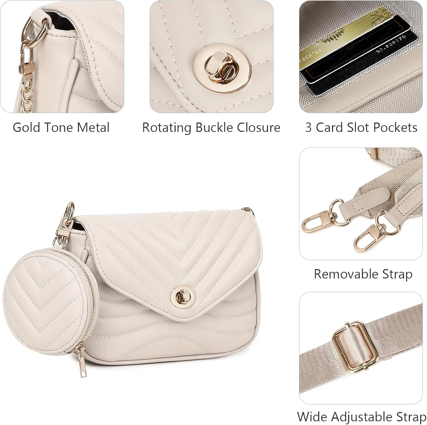 JEEHAN Quilted Crossbody Bags for women Designer Shoulder Handbags Small Purse