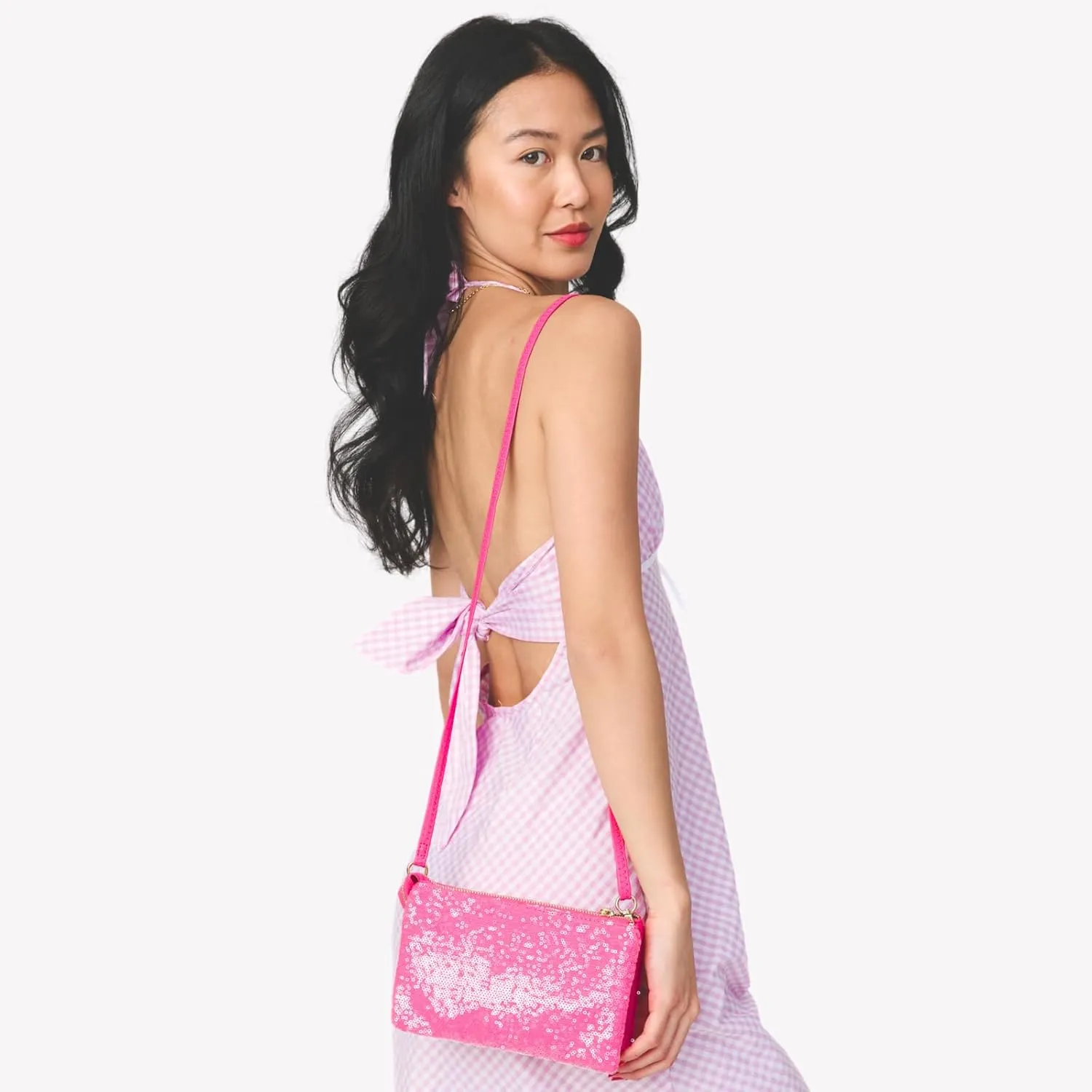 JEN & CO. Riley Sequin Small Crossbody Bags Wristlet Wallets Clutch Purses Shoulder Handbag for Women