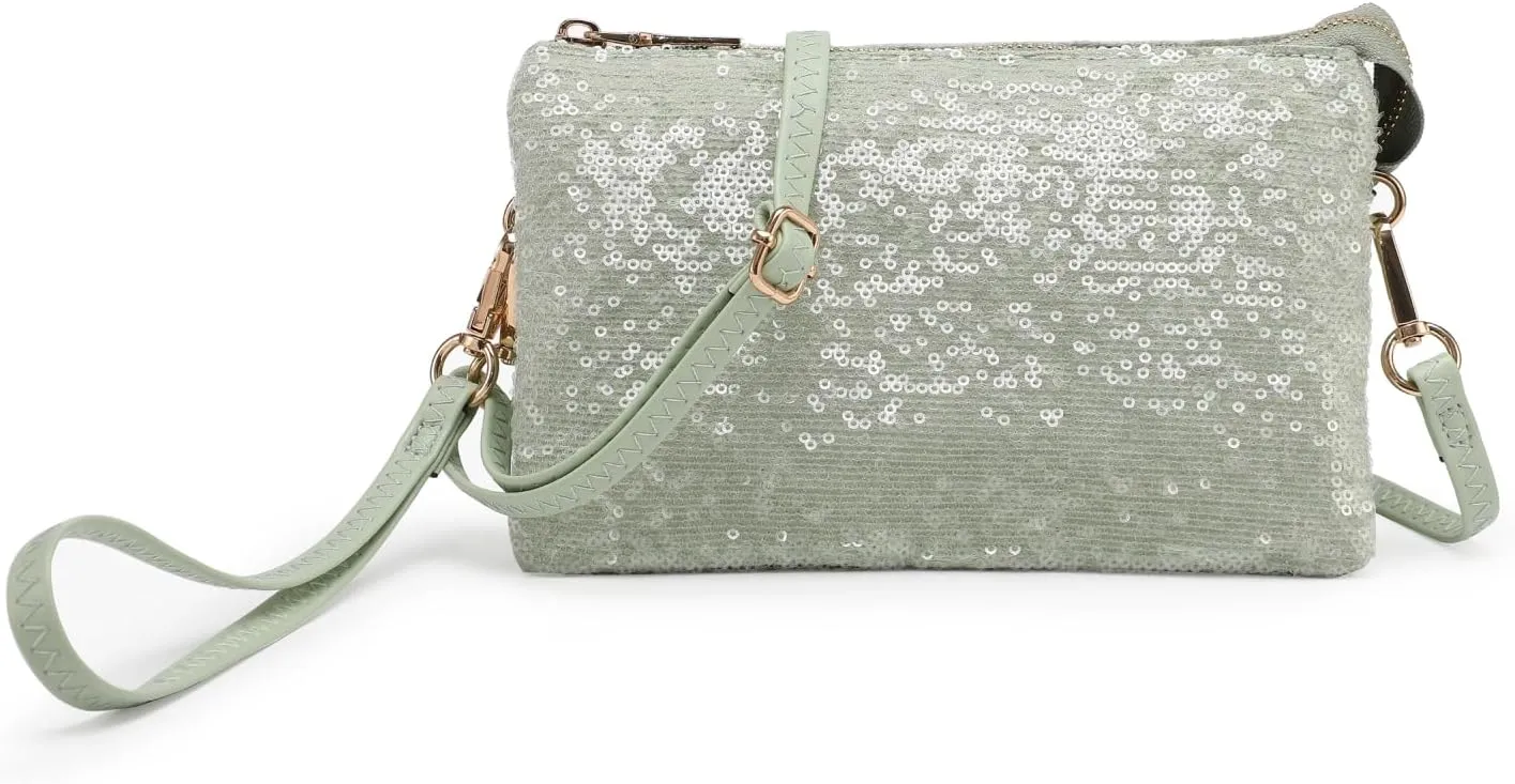 JEN & CO. Riley Sequin Small Crossbody Bags Wristlet Wallets Clutch Purses Shoulder Handbag for Women