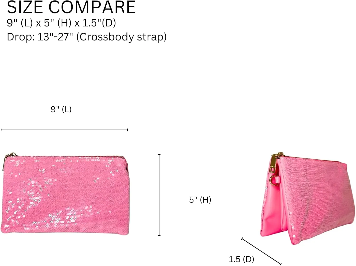 JEN & CO. Riley Sequin Small Crossbody Bags Wristlet Wallets Clutch Purses Shoulder Handbag for Women