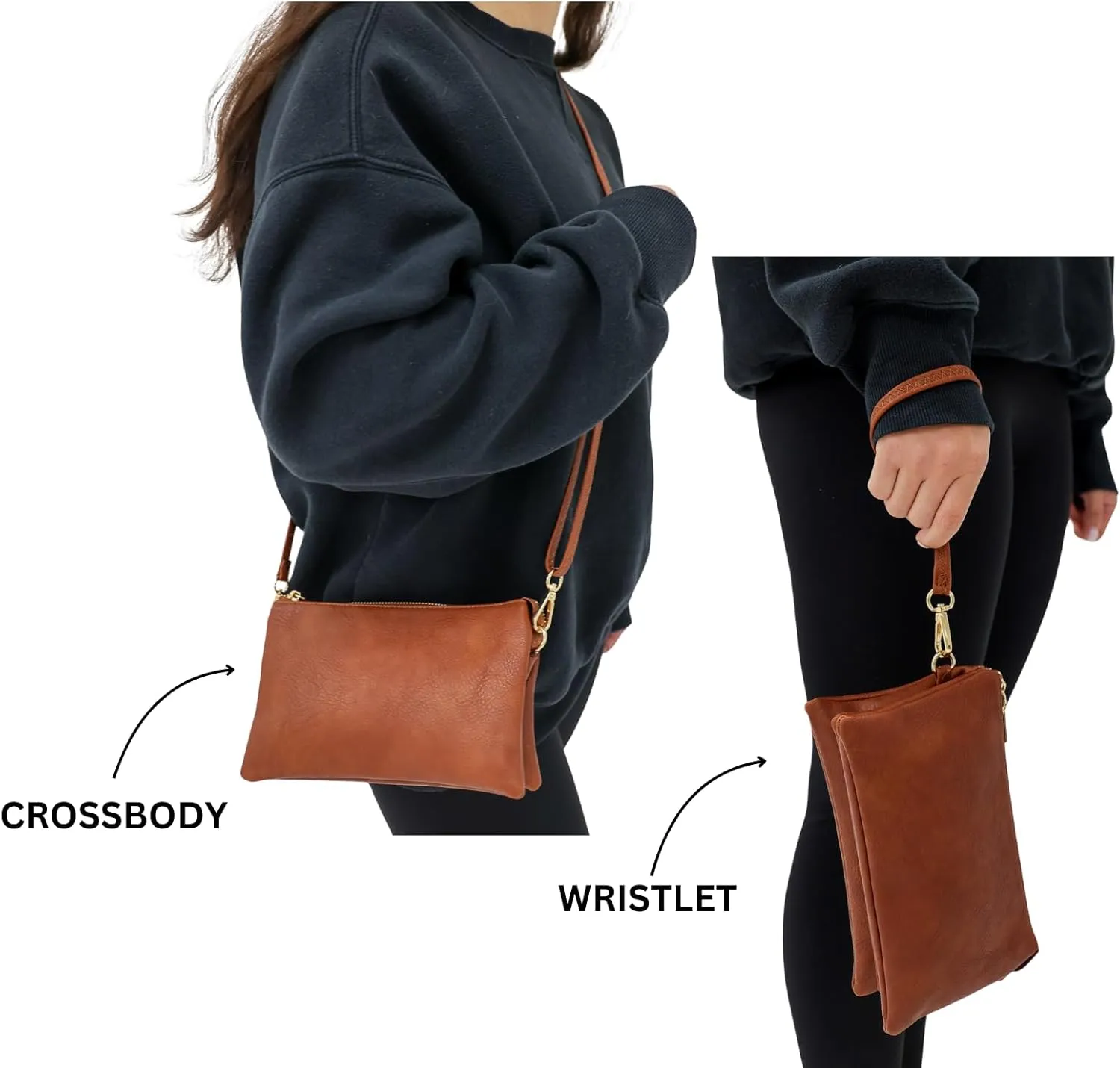 JEN & CO. Riley Small Crossbody Bags Vegan Leather Wristlet Wallets Clutch Purses Shoulder Handbag for Women