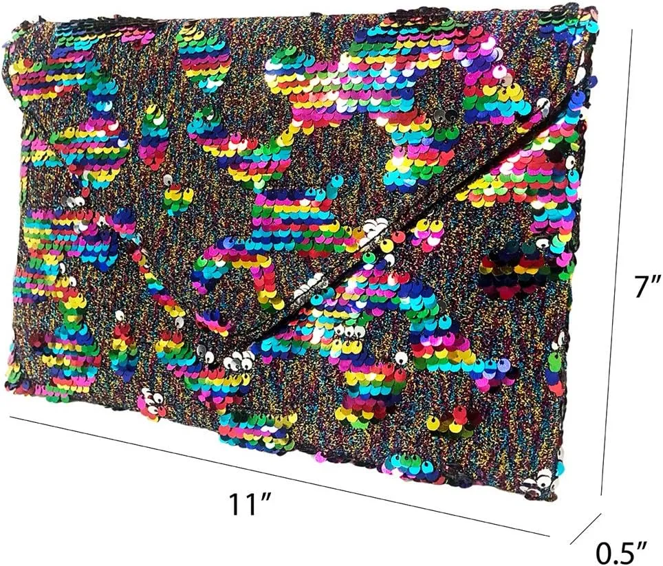 JNB Flat Sequin Envelope Clutch