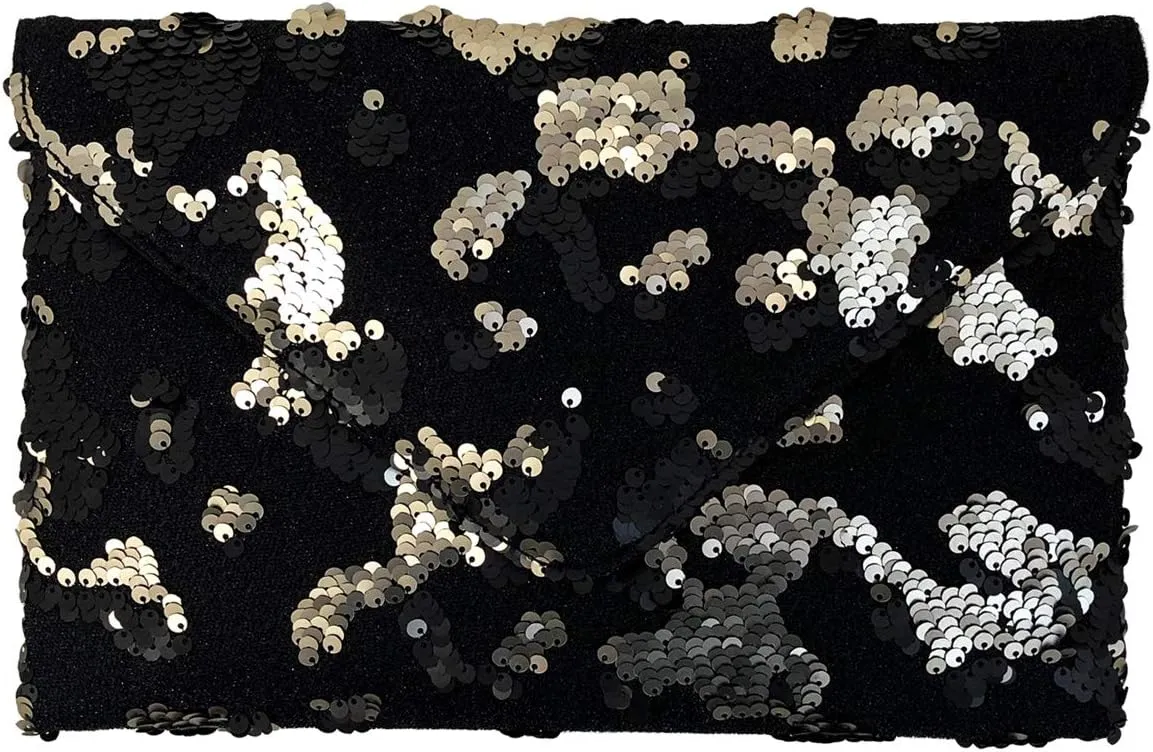 JNB Flat Sequin Envelope Clutch