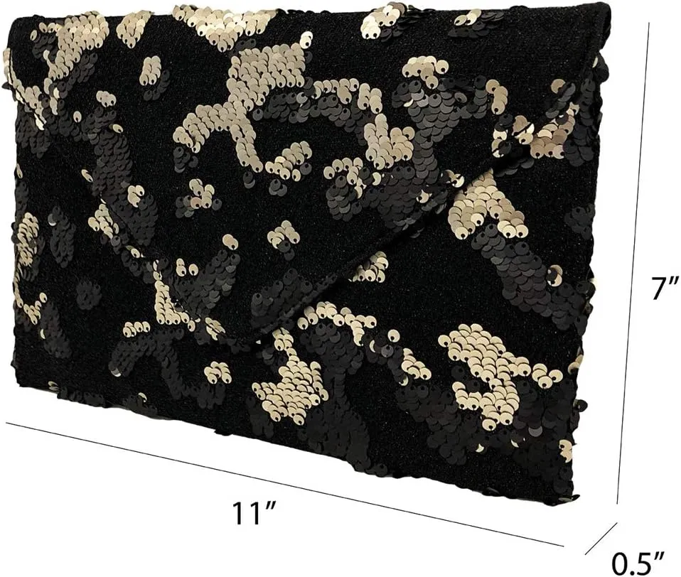 JNB Flat Sequin Envelope Clutch