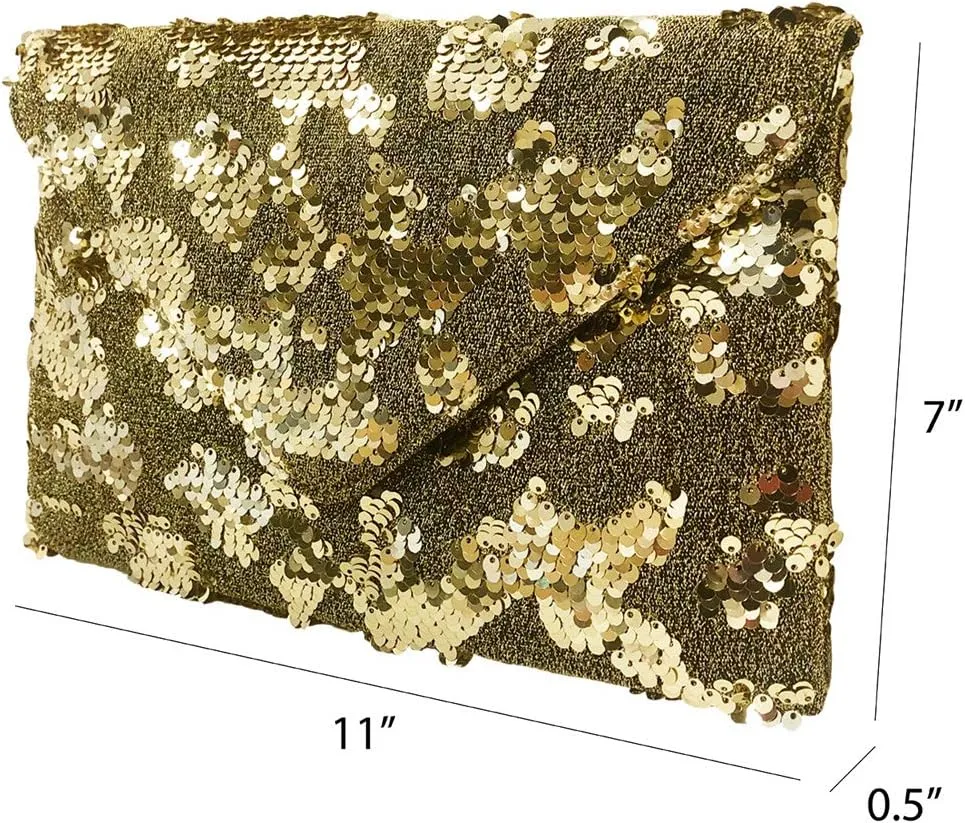 JNB Flat Sequin Envelope Clutch