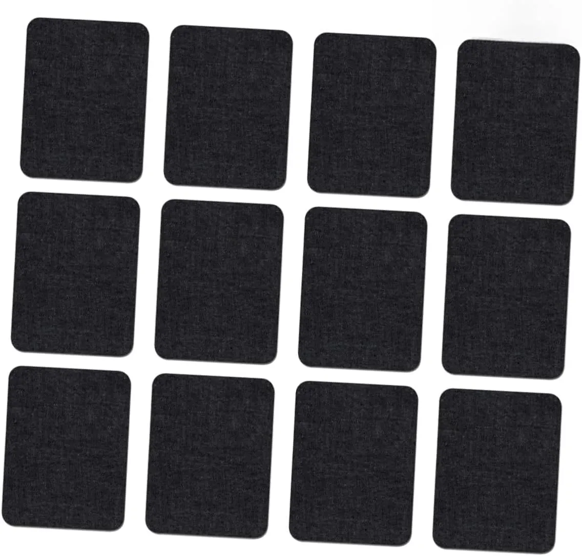 jojofuny 20PCS Black Ironing Patches for DIY Crafts Adhesive Denim Rectangles for Jeans Bags Jackets and Creative Repairs