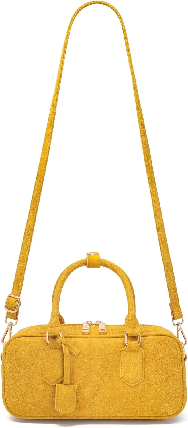 JOLLQUE Suede Crossbody Bag for Women,Spring Summer Luxury Handbags Purse,Fashion Small Designer Shoulder Bag