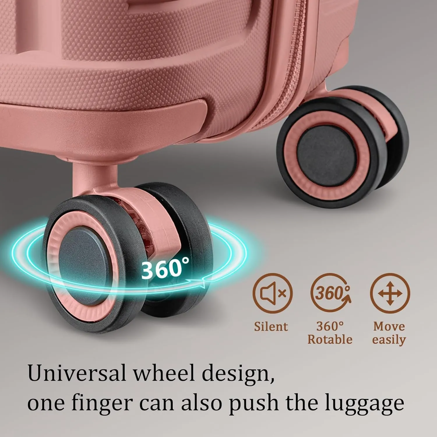 Joyway Luggage Sets 6 Piece PP Hardside Carry on Suitcase with Spinner Wheels and TSA Lock for Travel, Rose Gold