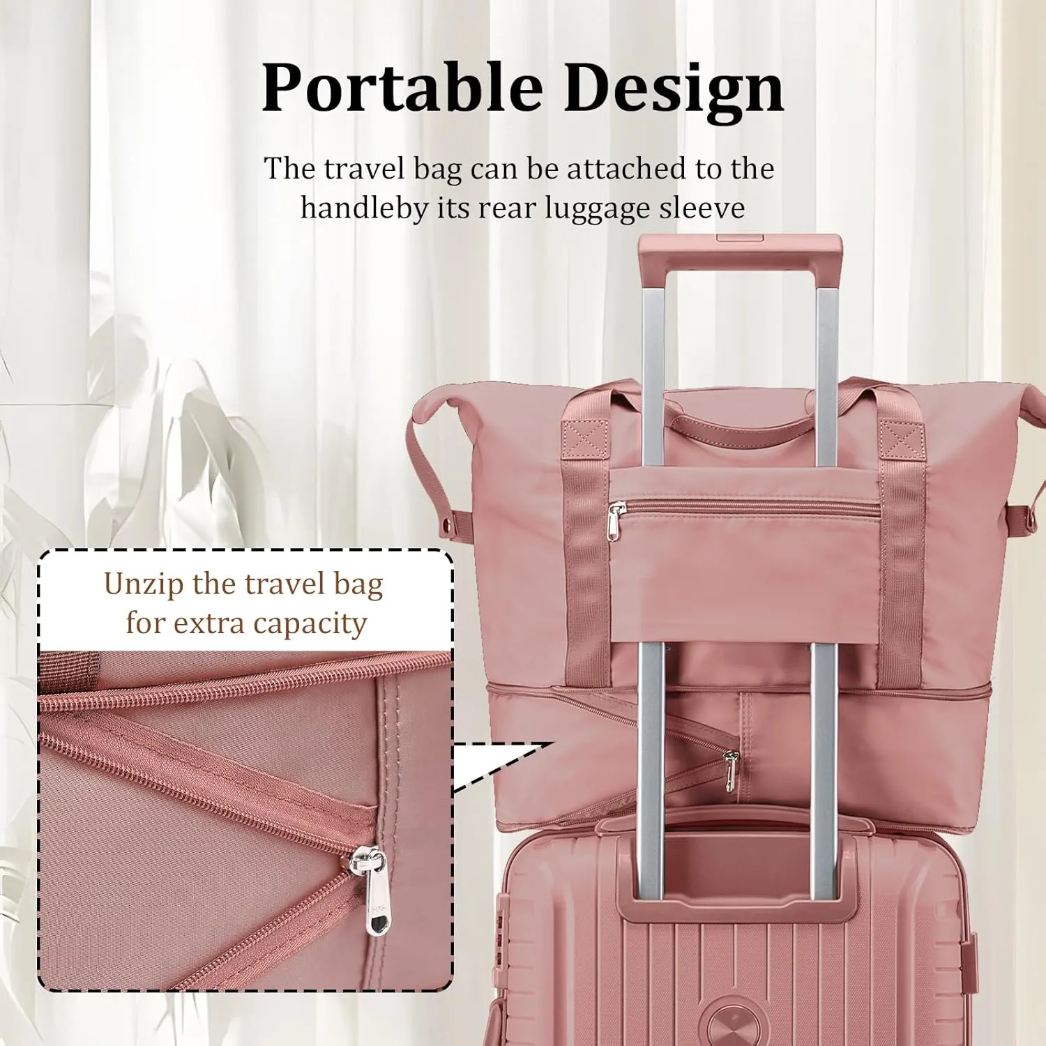 Joyway Luggage Sets 6 Piece PP Hardside Carry on Suitcase with Spinner Wheels and TSA Lock for Travel, Rose Gold