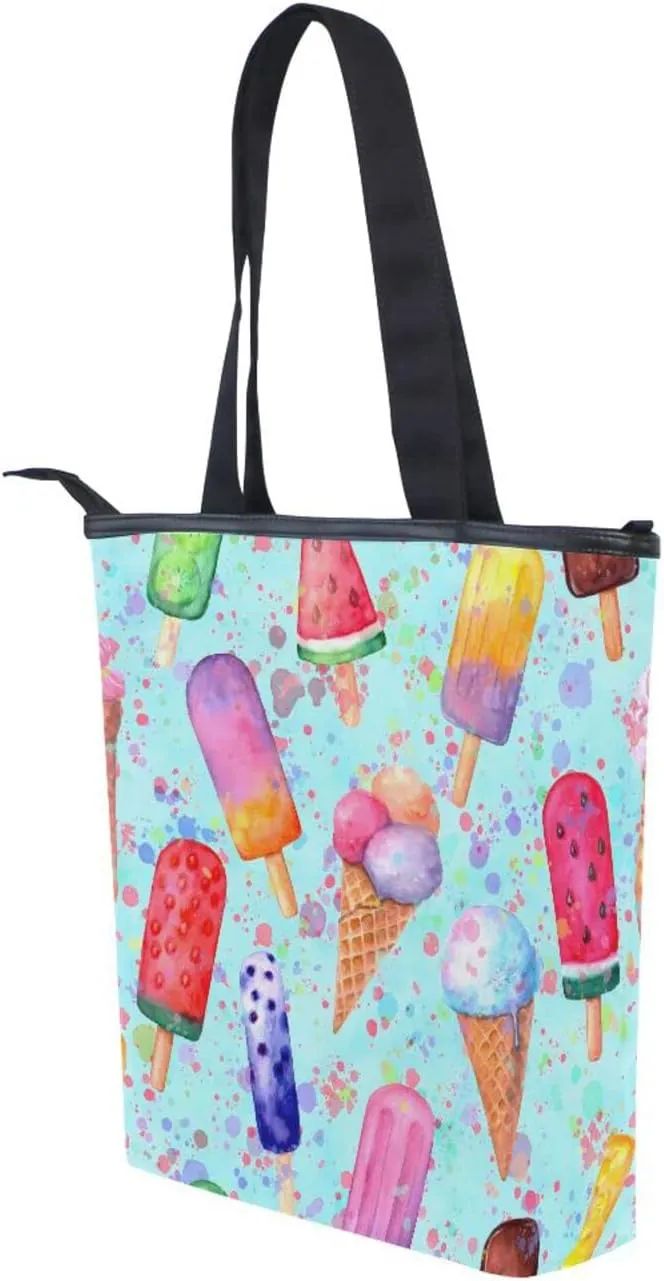 JSTEL Canvas Tote Bag for Women with Zipper,Lady Tote Bag Canvas Tote Purse Canvas Handbag for Work Travel