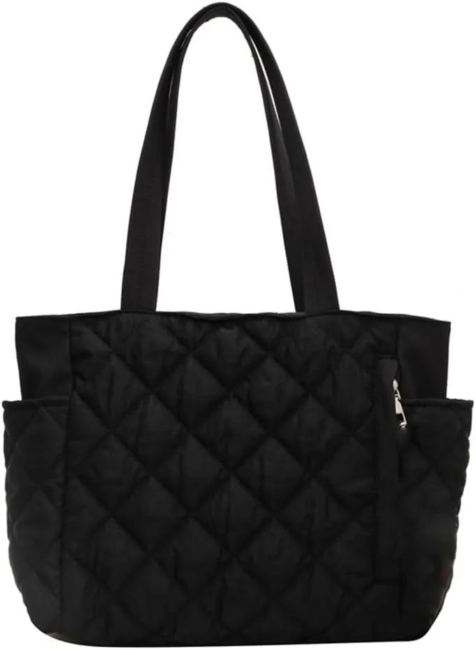 Juoxeepy Quilted Tote Bag for Women Puffer Hobo Handbag Padding Quilted Bag Trendy Lightweight Shoulder Bag Casual