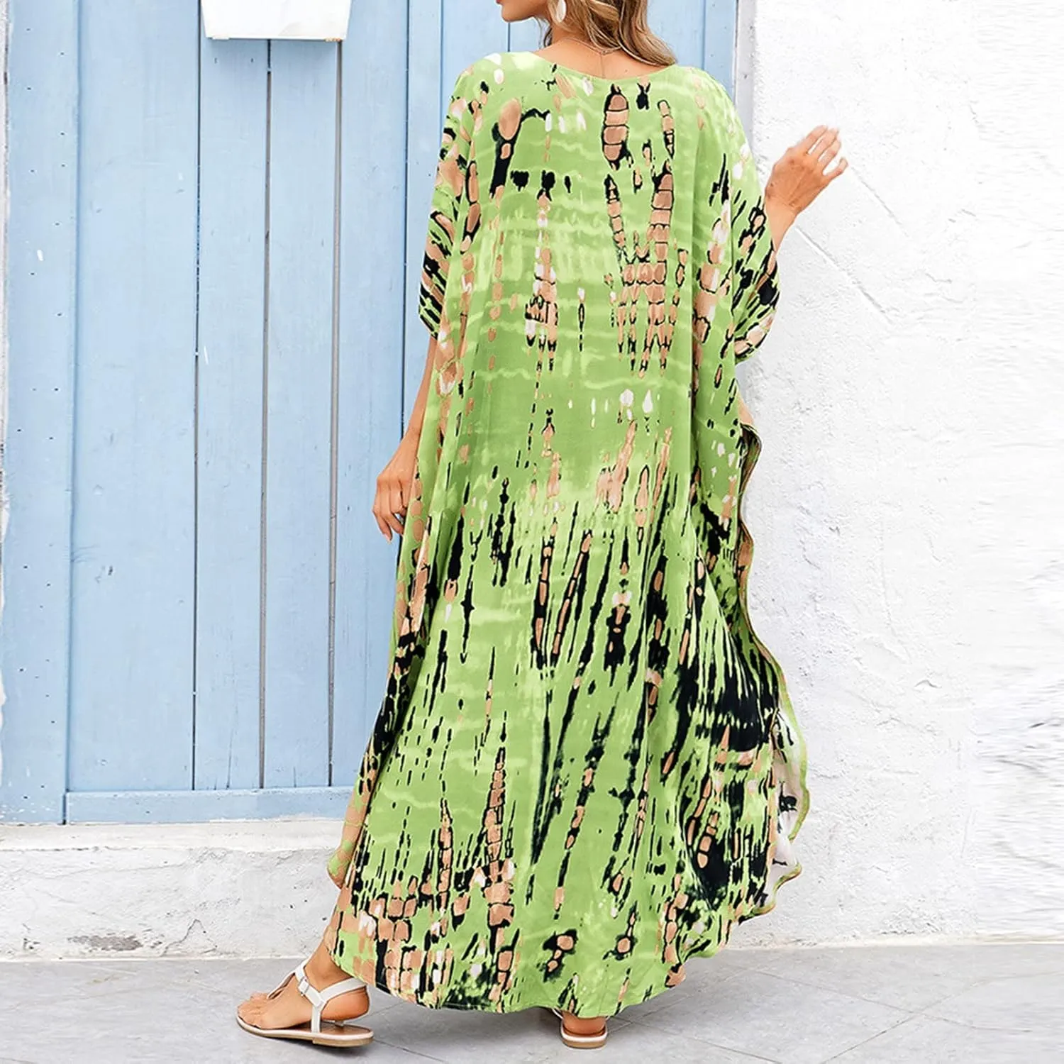 Kaftan Dresses for Women Plus Size Bathing Suit Cover up Vneck Batwing Dress Loose fit Moroccan Caftan mumu Dresses Amethyst