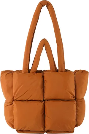 KARRESLY Quilted Puffer Hobo Bag for Women Carryall Lightweight Tote Bag with Zipper Quilted Padding Shoulder Bag