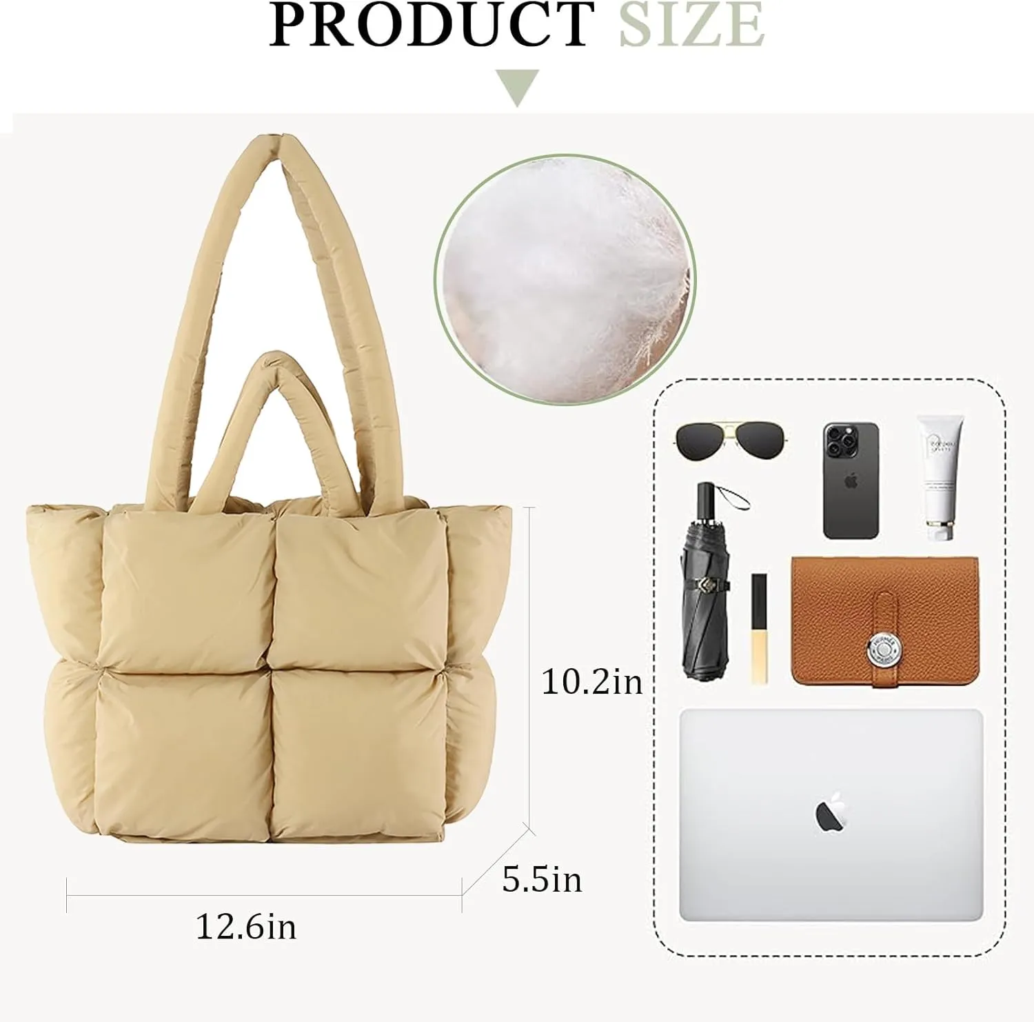 KARRESLY Quilted Puffer Hobo Bag for Women Carryall Lightweight Tote Bag with Zipper Quilted Padding Shoulder Bag