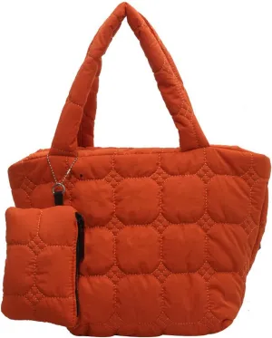 KARRESLY Quilted Tote Bag for Women Small Puffer Purse Quilted Nylon Padding Handbag with Wallet