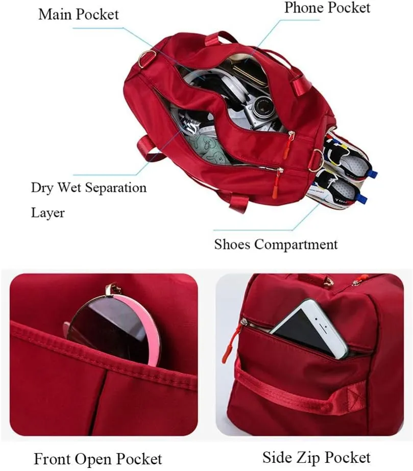 KARRESLY Sports Gym Bag for Women Travel Duffel Bag with Wet Pocket and Shoes Compartment for Training Swim Yoga(Beige)