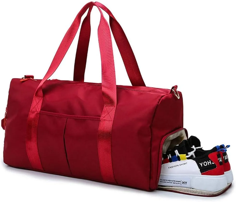 KARRESLY Sports Gym Bag for Women Travel Duffel Bag with Wet Pocket and Shoes Compartment for Training Swim Yoga(Beige)