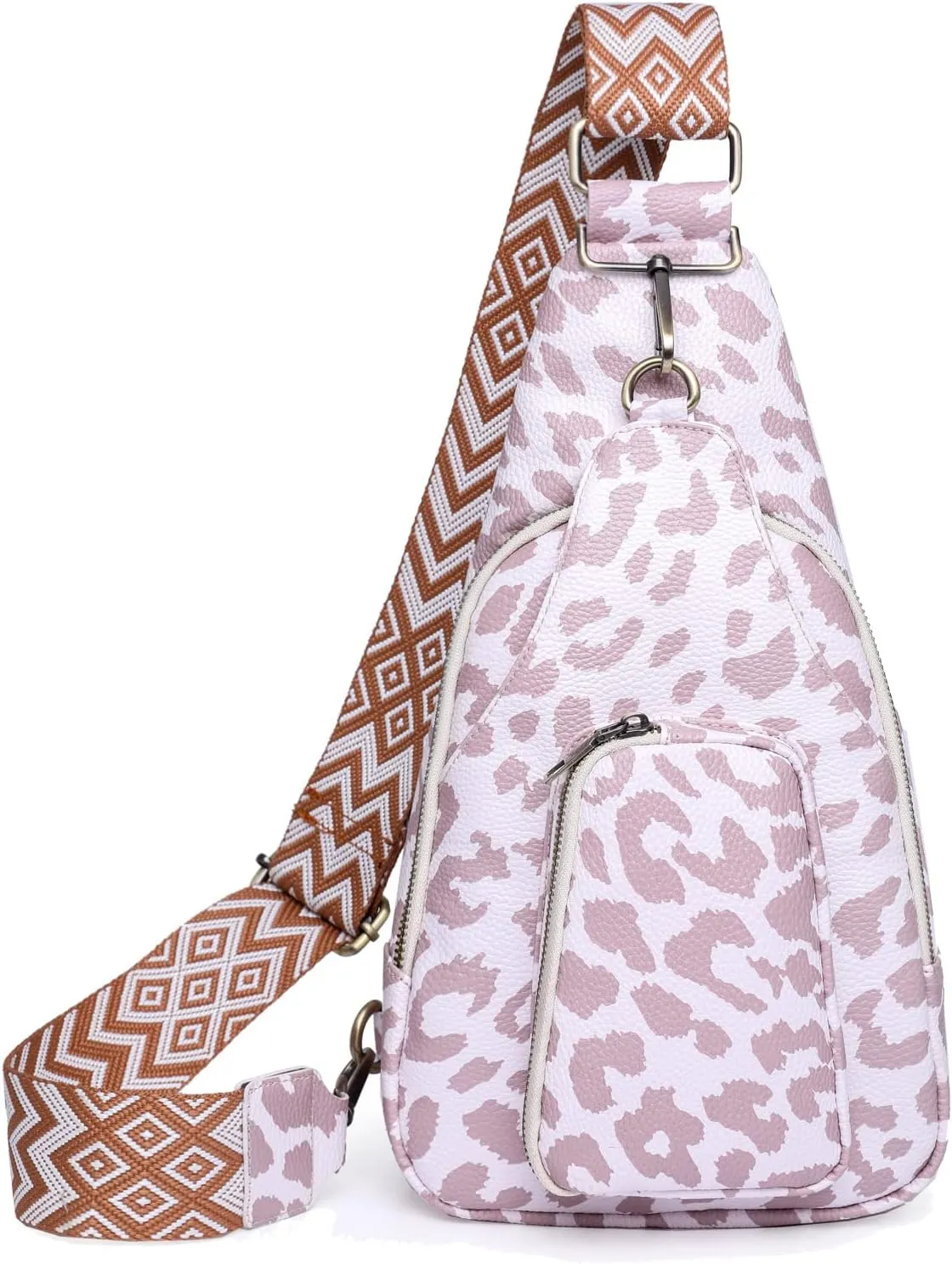 KlaOYer Sling Leather Bags For Women Crossbody Small Fanny Pack Purses Chest Bags With Guitar Strap For Gril Lady