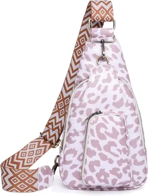KlaOYer Sling Leather Bags For Women Crossbody Small Fanny Pack Purses Chest Bags With Guitar Strap For Gril Lady