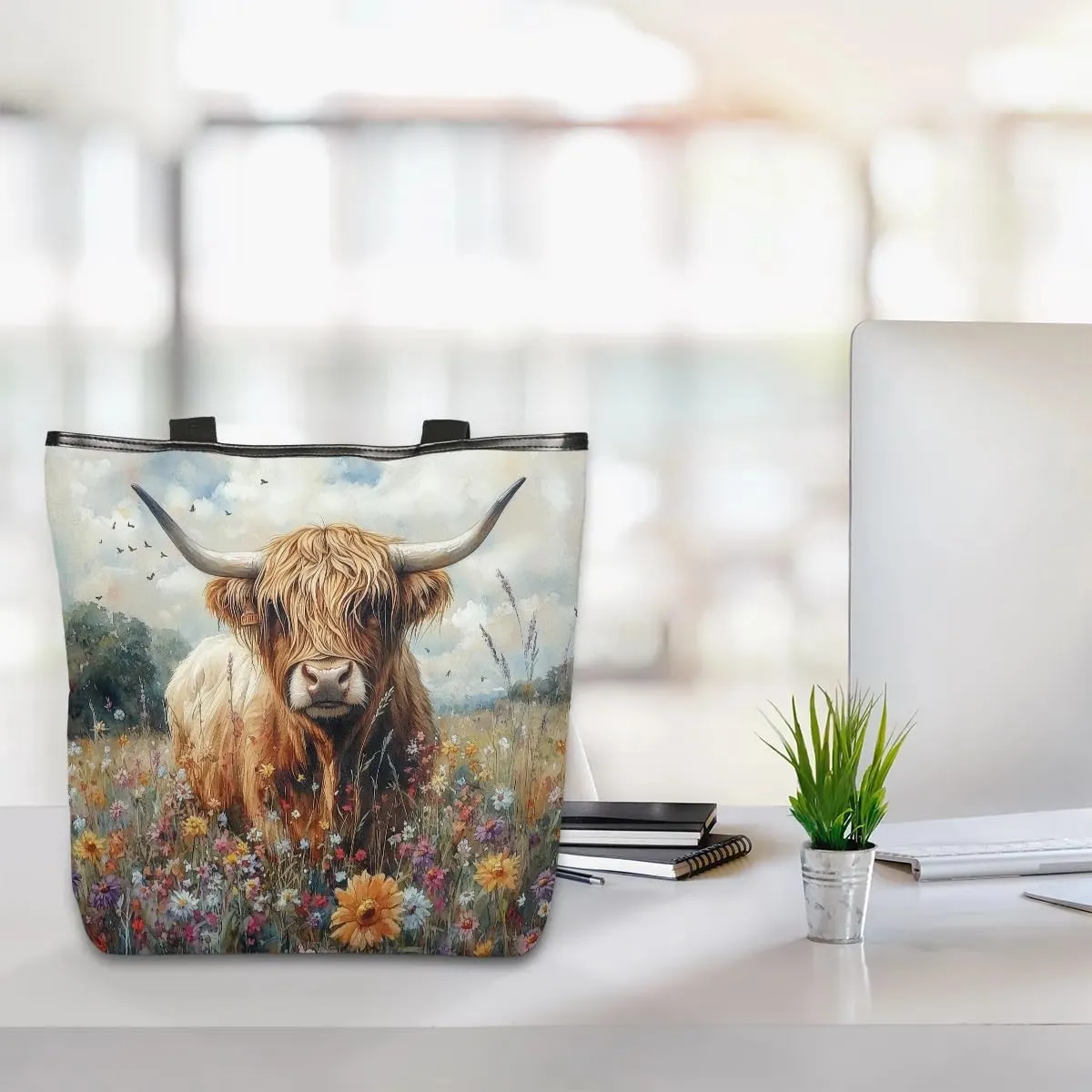 KOBLEN Canvas Tote Bag Reusable Grocery Bags Travel Storage Handbag with Zipper