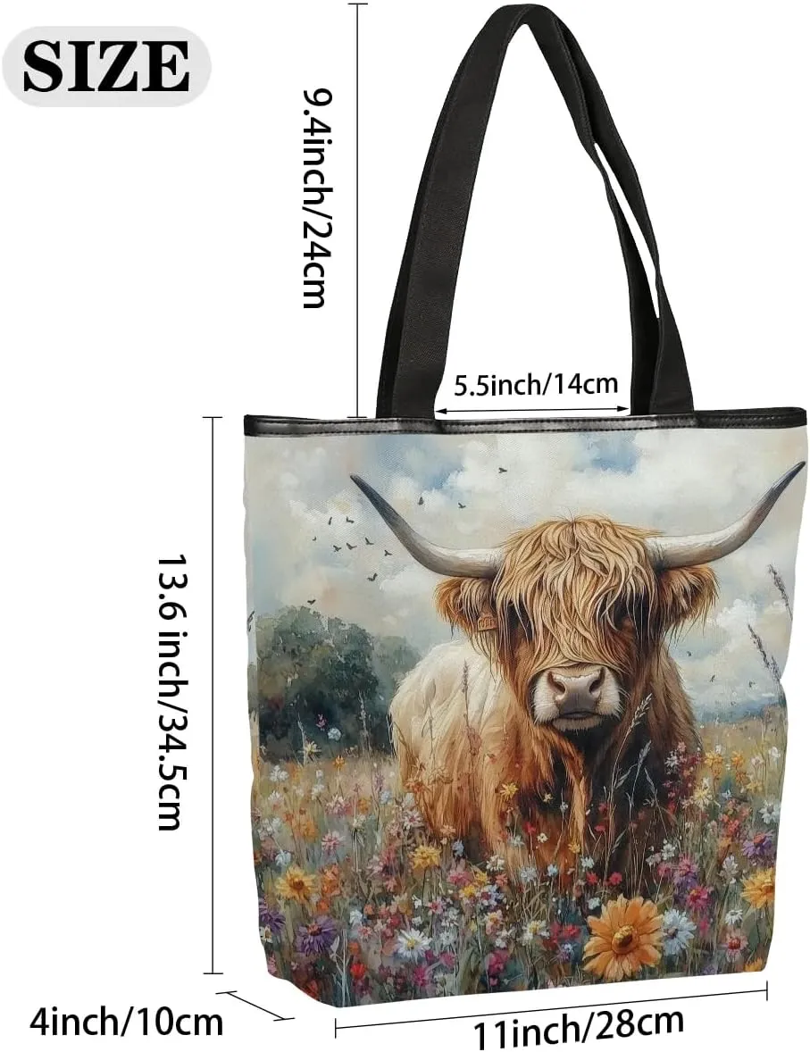 KOBLEN Canvas Tote Bag Reusable Grocery Bags Travel Storage Handbag with Zipper