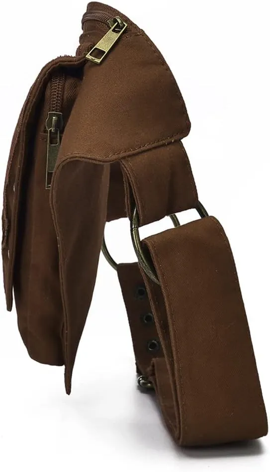KPYWZER Thigh Drop Leg Bag for Women Men Fanny Pack Renaissance Faire Festival Lace Waist Bag Utility Hip Belt Waist Bags Womens Travel Outdoors Brown
