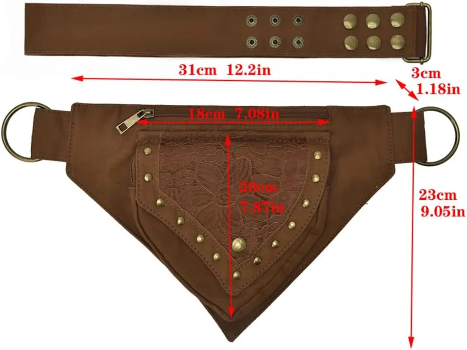 KPYWZER Thigh Drop Leg Bag for Women Men Fanny Pack Renaissance Faire Festival Lace Waist Bag Utility Hip Belt Waist Bags Womens Travel Outdoors Brown