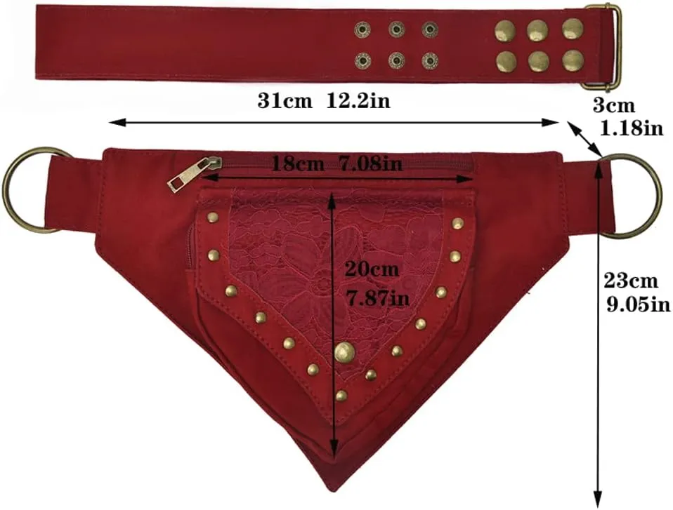 KPYWZER Thigh Drop Leg Bag for Women Men Fanny Pack Renaissance Faire Festival Lace Waist Bag Utility Hip Belt Waist Bags Womens Travel Outdoors Maroon