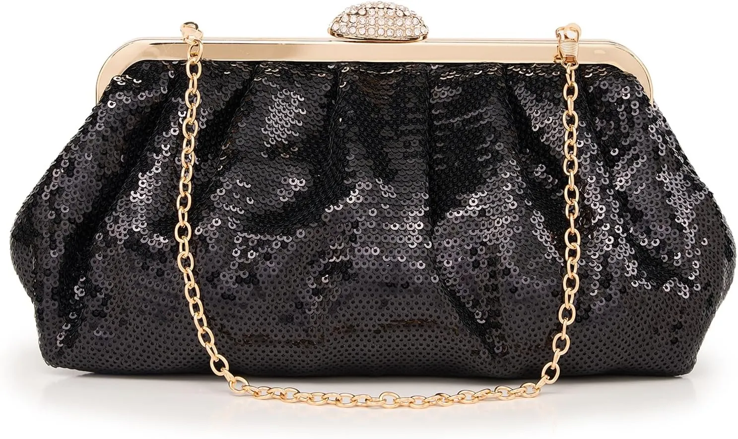 Kseymeir Evening Clutch Purse for Women Cloud Evening Bag Ruched Sequin Glitter Handbags
