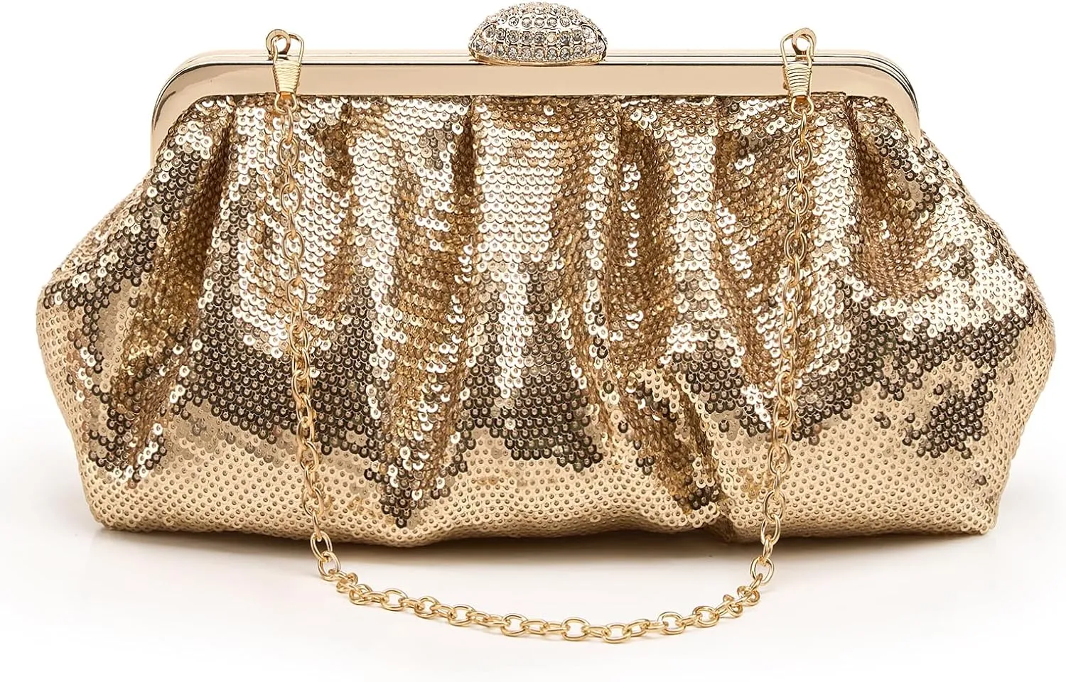 Kseymeir Evening Clutch Purse for Women Cloud Evening Bag Ruched Sequin Glitter Handbags