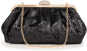 Kseymeir Evening Clutch Purse for Women Cloud Evening Bag Ruched Sequin Glitter Handbags
