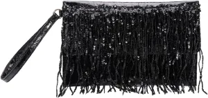 KUANG! Women Sparkling Glitter Evening Clutch Handbag Clutch Bag Sequin Tassels Purse Handbags for Party