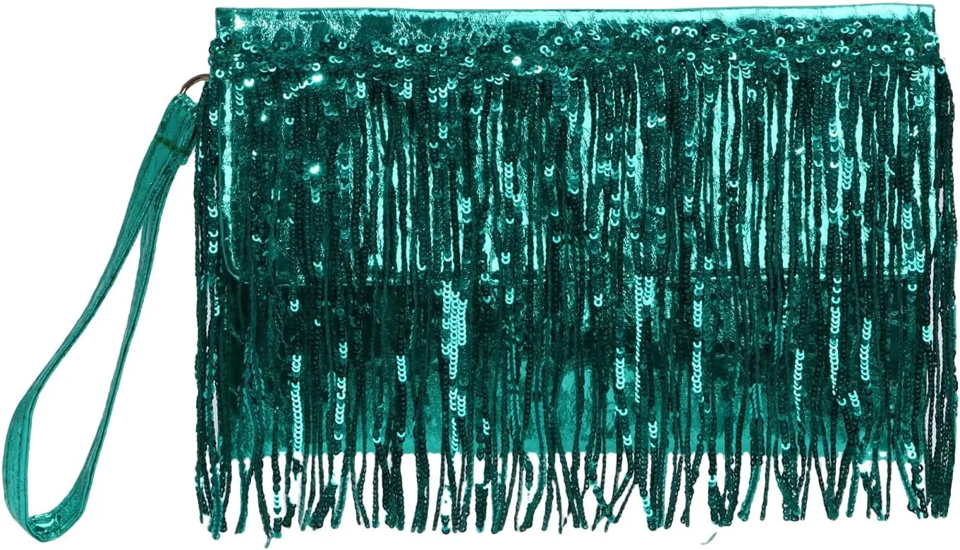 KUANG! Women Sparkling Glitter Evening Clutch Handbag Clutch Bag Sequin Tassels Purse Handbags for Party