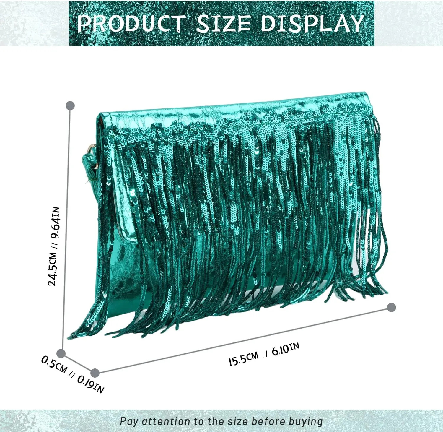 KUANG! Women Sparkling Glitter Evening Clutch Handbag Clutch Bag Sequin Tassels Purse Handbags for Party
