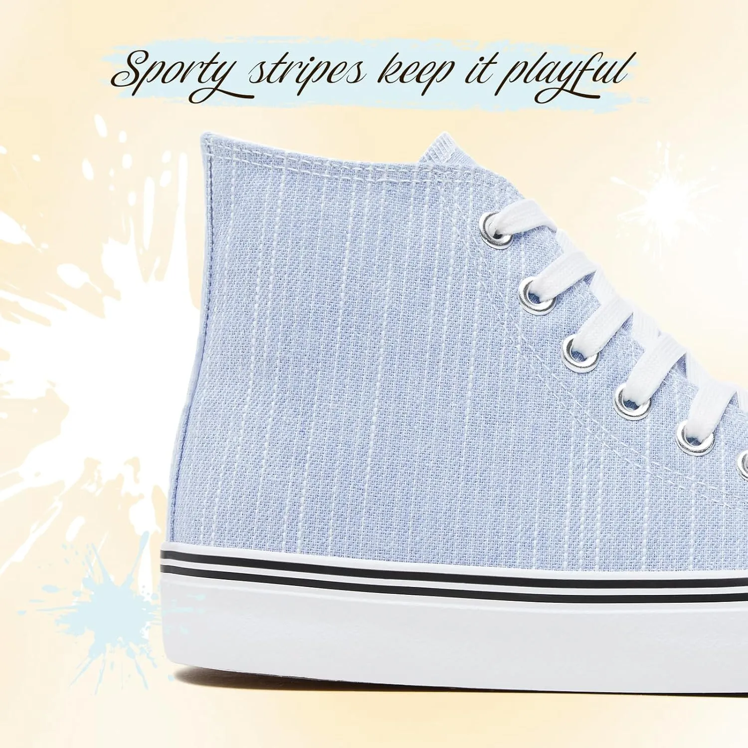 kufeiti Womens Canvas High Top Sneakers Fashion Hightop Tennis Shoes Lace Up Casual Walking Shoes