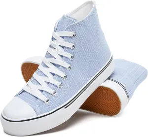 kufeiti Womens Canvas High Top Sneakers Fashion Hightop Tennis Shoes Lace Up Casual Walking Shoes