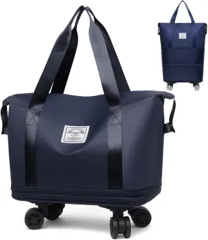 Kulken Travel Bag With Wheels, Expandable Large Capacity 2025 New Travel Bag - Universal Wheel Removable (Dark blue)