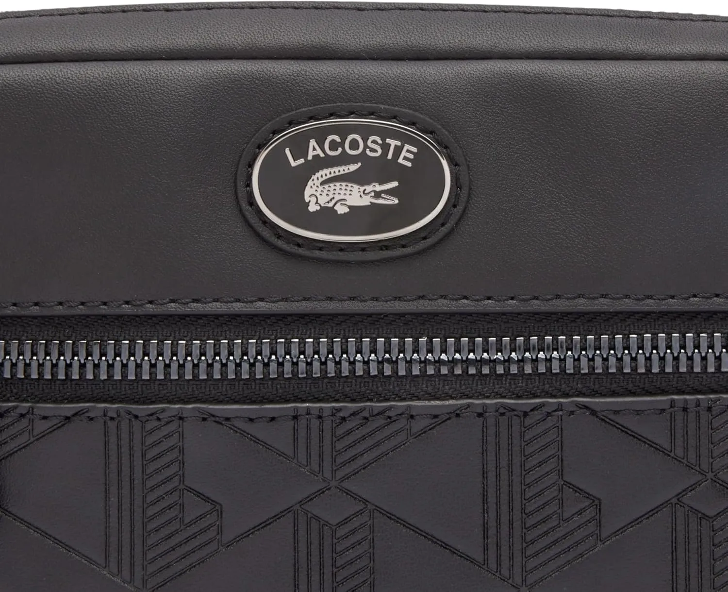 Lacoste Embossed Monogram Shoulder Bag, Black, One Size