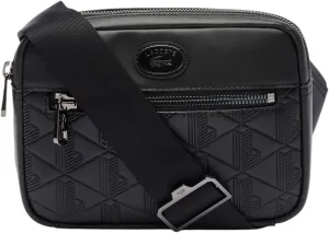 Lacoste Embossed Monogram Shoulder Bag, Black, One Size
