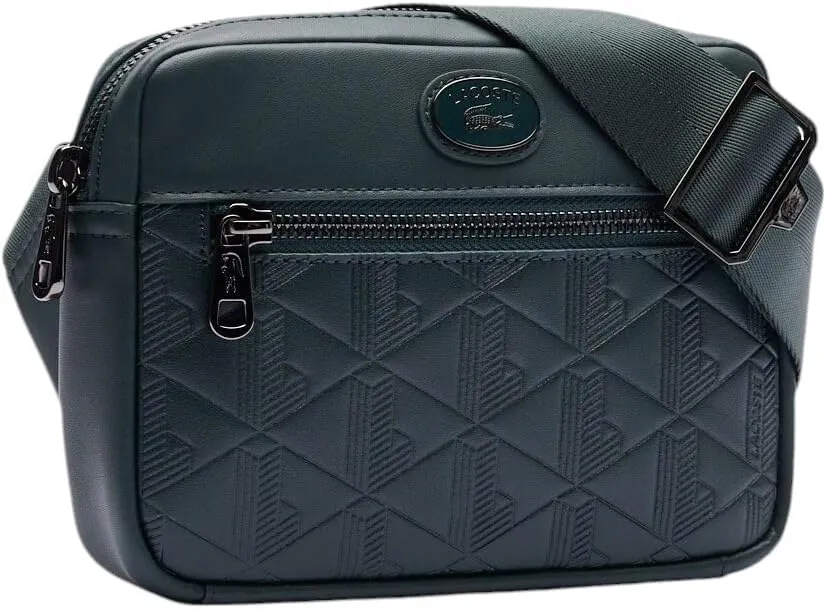 Lacoste Embossed Monogram Shoulder Bag, Dark Green, One Size